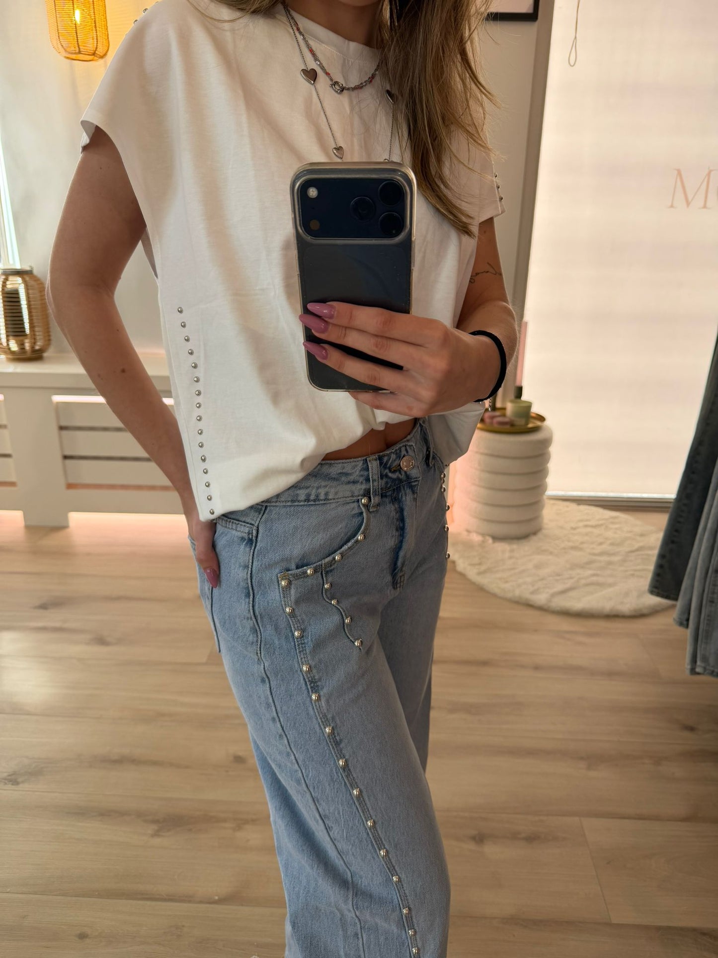 White stud tee