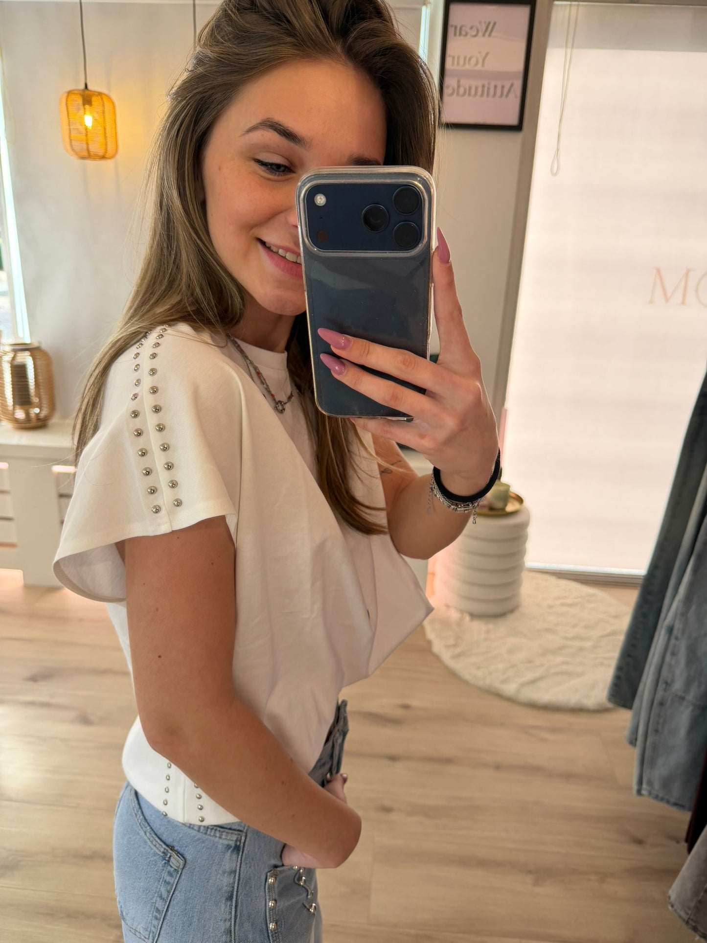 White stud tee