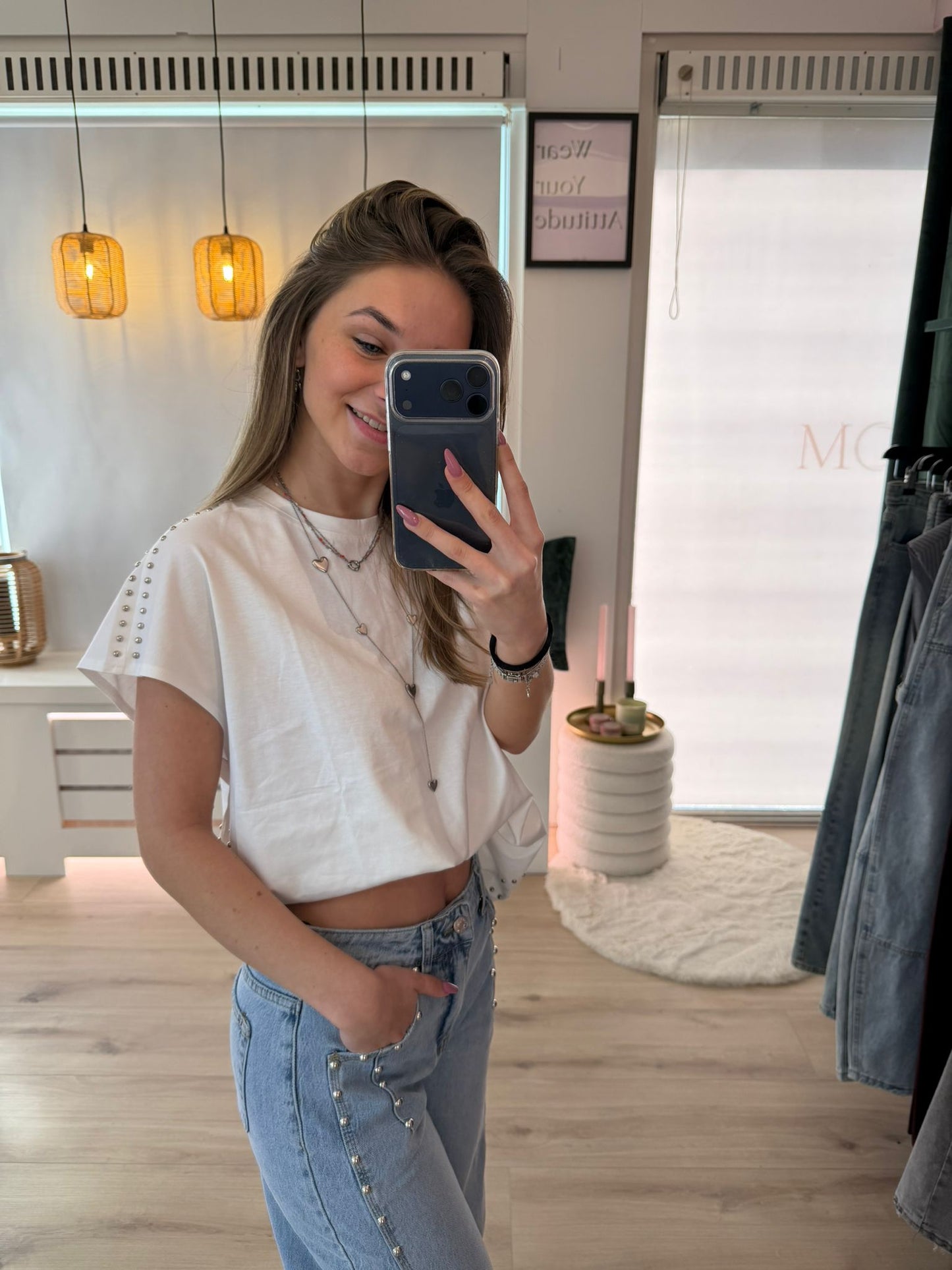 White stud tee