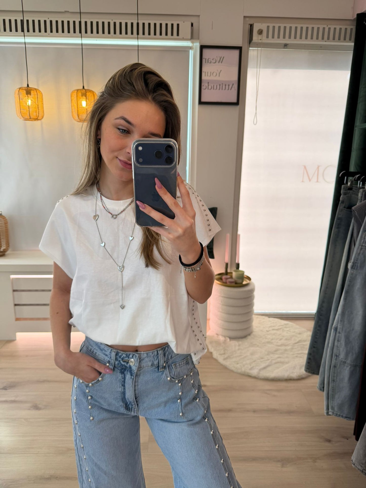 White stud tee